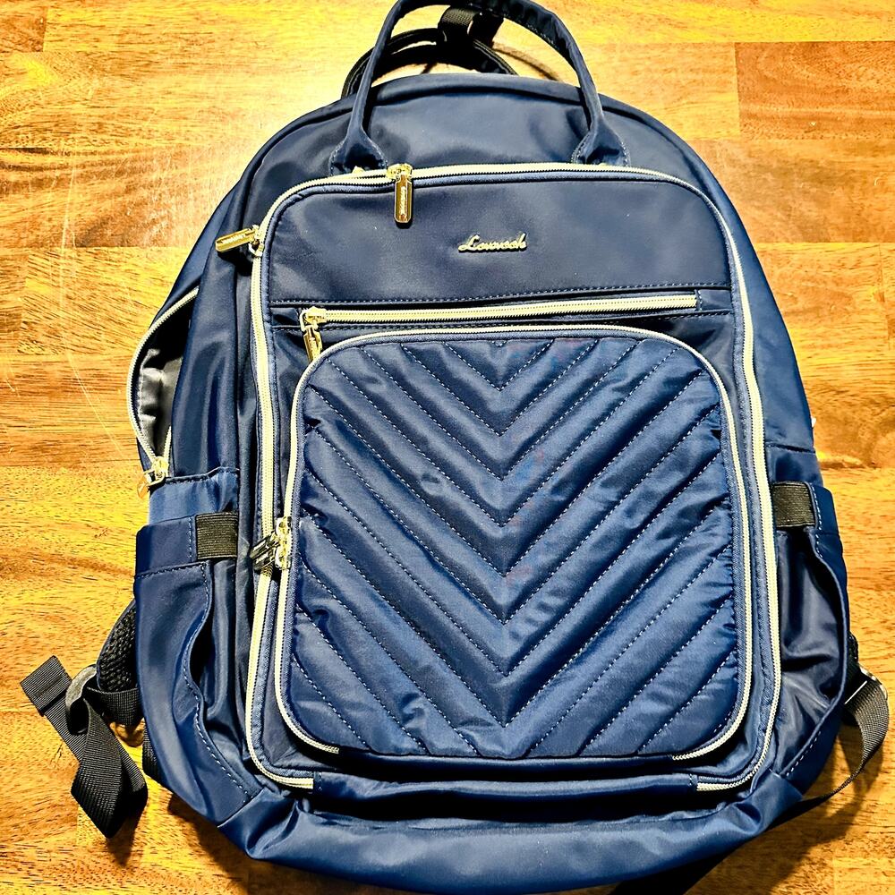 Lovevook Backpack Full Size Adult Blue Multiple Zippered Pockets Laptop USB